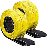 GEELLI 2 Pack 10' x 2" Lifting Sling Straps with Twisted Eye, 15000 lbs Capacity Heavy Duty Polyester Web Sling Tree Saver Recovery Strap Winch Strap