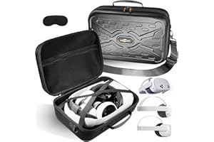 SARLAR Fashion Travel Protective Case for Oculus Meta Quest 3S/Quest 3/Quest 2/Vision Pro VR Gaming Headset and Touch Controllers Accessories Carrying Bag,Include Lens Protection Cover