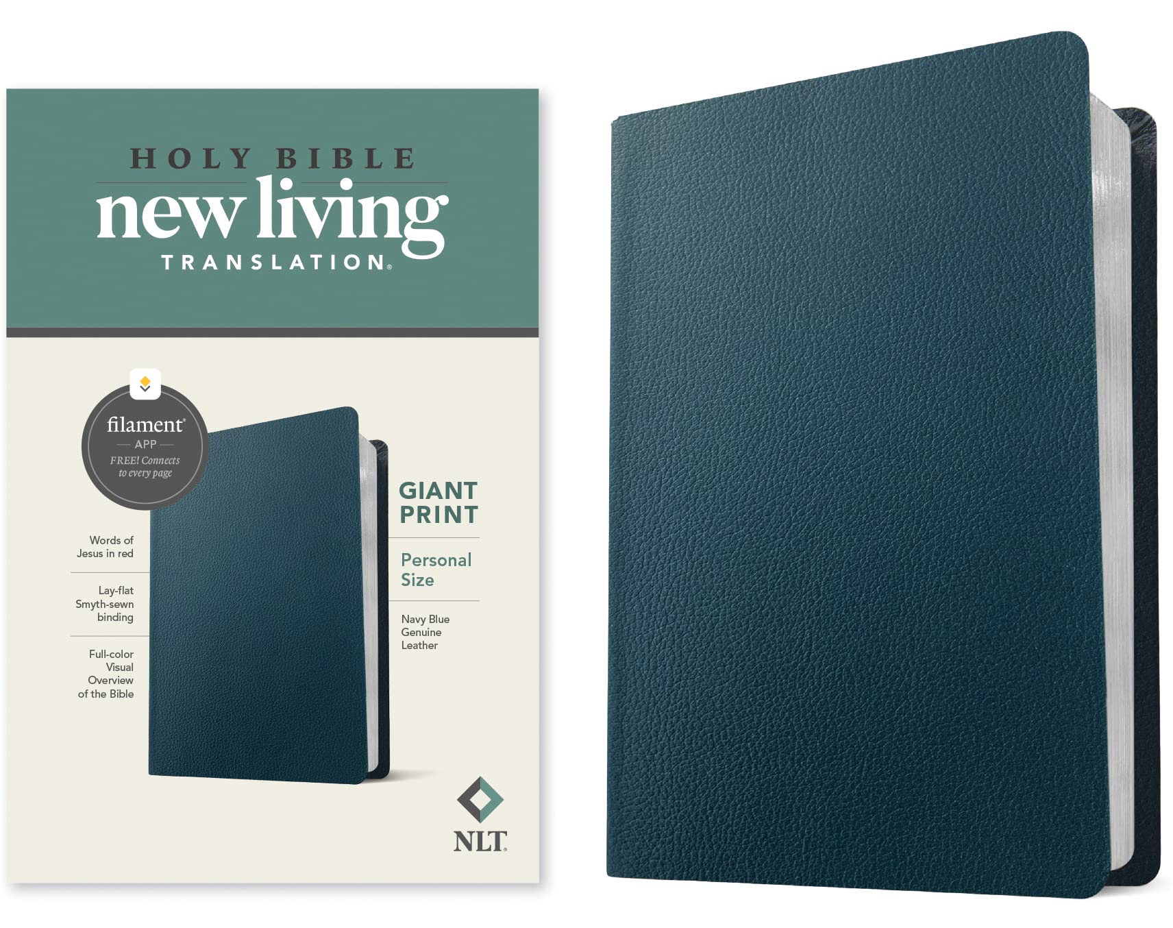 NLT Personal Size Giant Print Bible, Filament Enabled (Genuine Leather, Navy Blue, Red Letter) NLT Personal Size Giant Print Bible, Filament Enabled (Genuine Leather, Navy Blue, Red Letter) NLT Personal Size Giant Print Bible, Filament Enabled (Genuine Leather, Navy Blue, Red Letter) Leather Bound