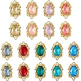 Sparkeads 18Pcs Resin Rhinestone Connector Charms - Golden Plated Alloy Oval Links, Teardrop & Water Droplet Pendants - Dangle Charms for Jewelry Making - Necklace, Earring, Bracelet