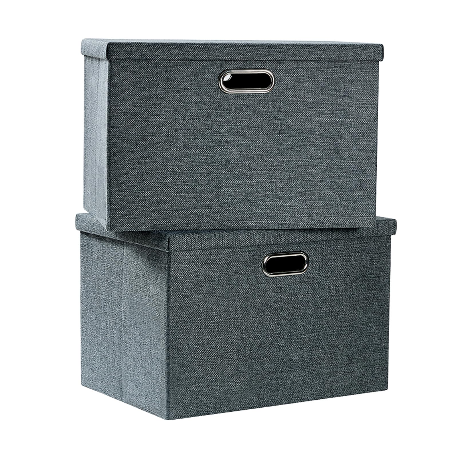 AlphaHome Storage Boxes with Lids, Set of 2 (Slate Grey, XLarge - 2 Pack)