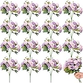 Zeyune 16 Bunches 12 Inch Artificial Mini Rose Bouquet 160 Heads Bridal Flower Bouquets Fake Silk Rose Bulk for Valentine's Day Wedding Bridal Shower Home Office Garden(Pink and Purple)