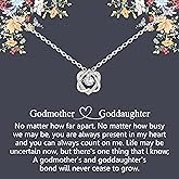 NOURISHLOV Sterling Silver Interlocking 2 Hearts Necklace, Female Godmother Gifts for Goddaughter, Baptism, First Confirmation, Easter, Graduation, Birthday