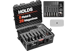 VEVOR Hard Pistol Case, Heavy Duty Hard Gun Case with XPE Foam Lining, Waterproof Pistol Storage Box with Customizable Interi