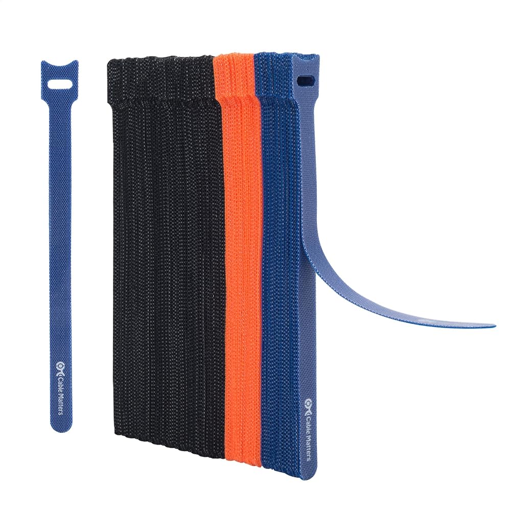 Cable Matters 100x Reusable Cable Ties 20cm Hook Loop 19KG Strength Multi-Color