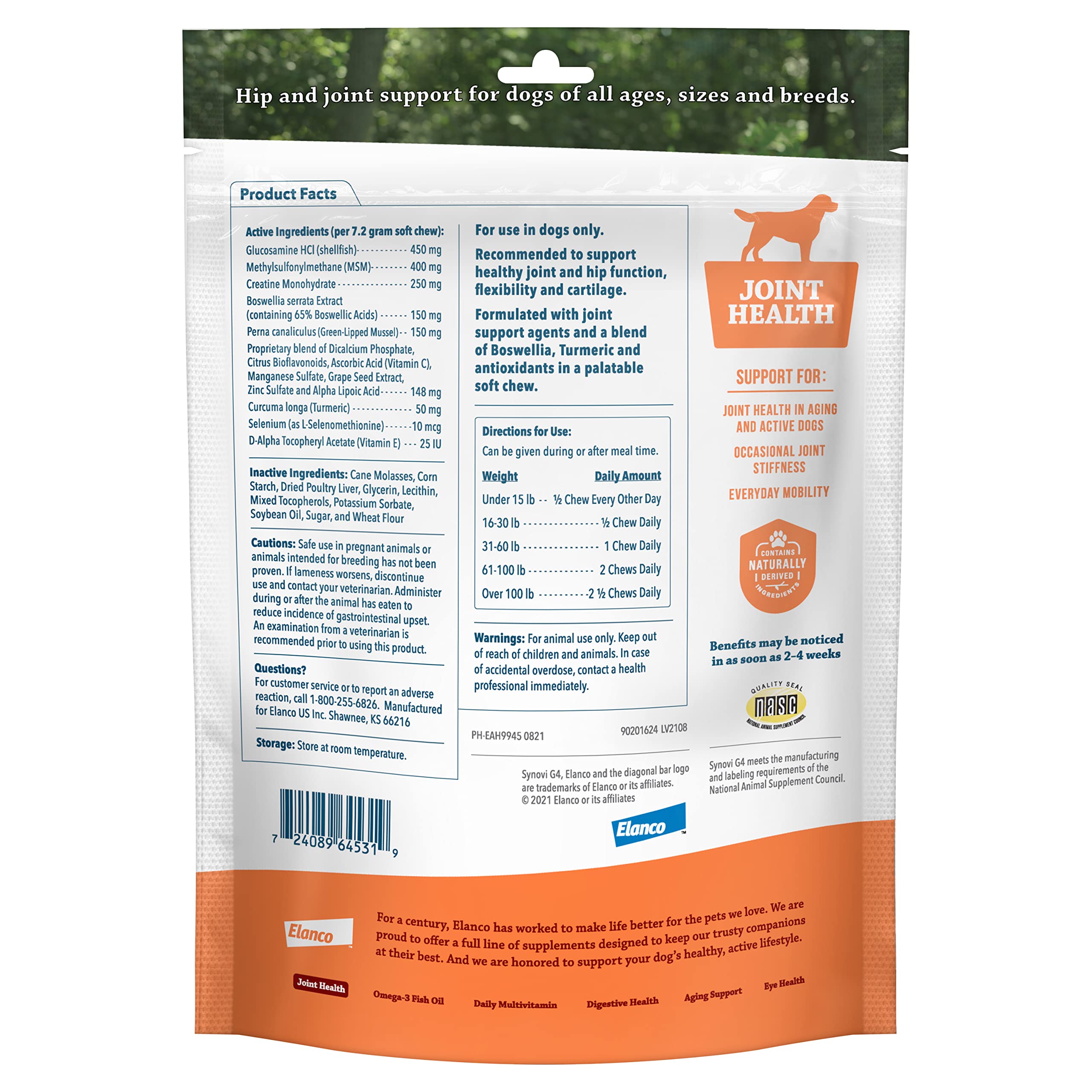 Synovi G4 Dog Joint Supplement Chews, 60-Count, for Dogs of All Ages, Sizes and Breeds