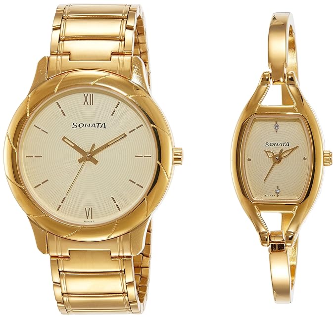 Buy Sonata Pairs Analog Beige Dial Couple's Watch NM71258114YM01