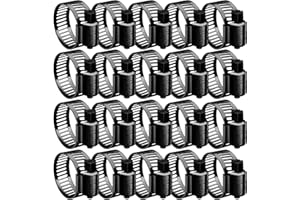 BOTTEN 20pcs Black Hose Clamp,3/4"- 1-1/2"(21-38mm)304 Hose Clamps Stainless Steel Adjustable Worm Gear Hose Clamps Assortmen