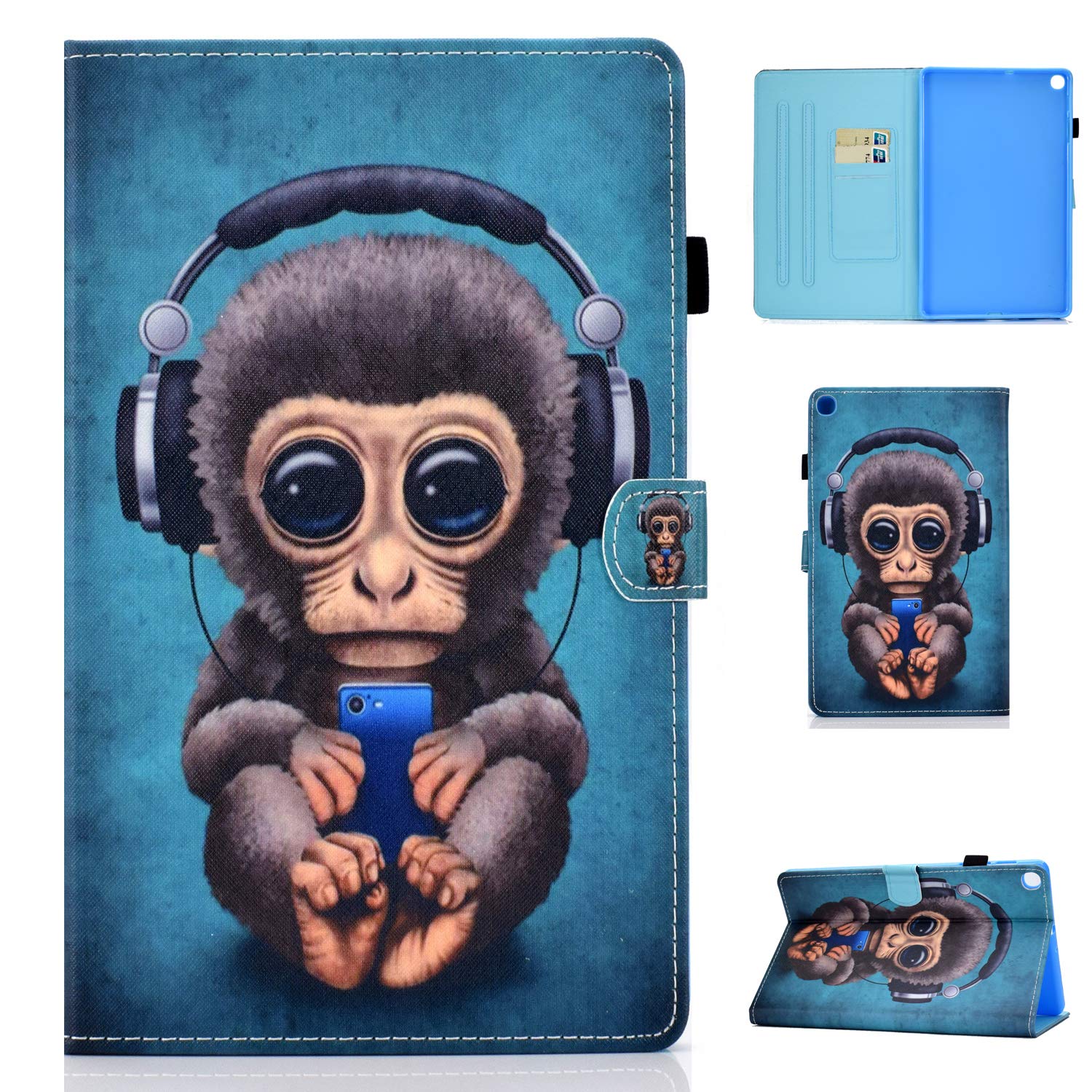 Bspring Case For Galaxy Tab S6 Lite, Premium PU leather Stand Business Folio Case Cover with Card Slots and Multi-angle for Samsung Galaxy Tab S6 Lite 10.4 P615/P610,Monkey