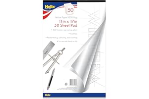 MAPED Helix - 100% Rag Vellum Paper Pad - 11 Inch x 17 Inch - 50 Sheet Pad - Acid-Free - Drafting, Art, Sketching and Tracing