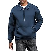ZAFUL Mens Quarter Zip Sweatshirt Long Sleeve Casual Lined Fleece Warm Midweight Pullover Hoodies with Pocket