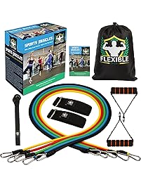 Resistance Bands for Women Men Teens - Home Gym Workout Bands - Non Slip Exercise Band - Girls Fitness Training Resistance Tubes - Physical Therapy Heavy Duty Exercise Bands Set of 11pc and Guide Book