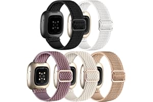 Adorve Compatible with Fitbit Versa 3 Bands/Fitbit Versa 4 Band/Fitbit Sense Bands for Men Women, Adjustable Stretchy Solo Loop Elastic Nylon Sport Strap for Smart Watch Replacement