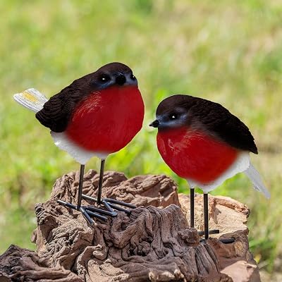 GloBrite Set of 2 Robin Garden Ornaments PolyResin Weatherproof Robins