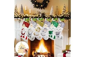 DAILYART Luxury Colorful Christmas Stockings Set of 6-18.5 Inches Personalized Family Stockings with Names Tags