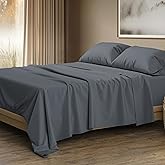 THREAD SPREAD 100% Egyptian Cotton Sheets Queen Size - 1500 Thread Count 4 PC Queen Sheet Set Egyptian Cotton, Sateen Luxury Sheets Queen Size, High Thread Count Sheets, 17" Deep Pocket - Dark Grey