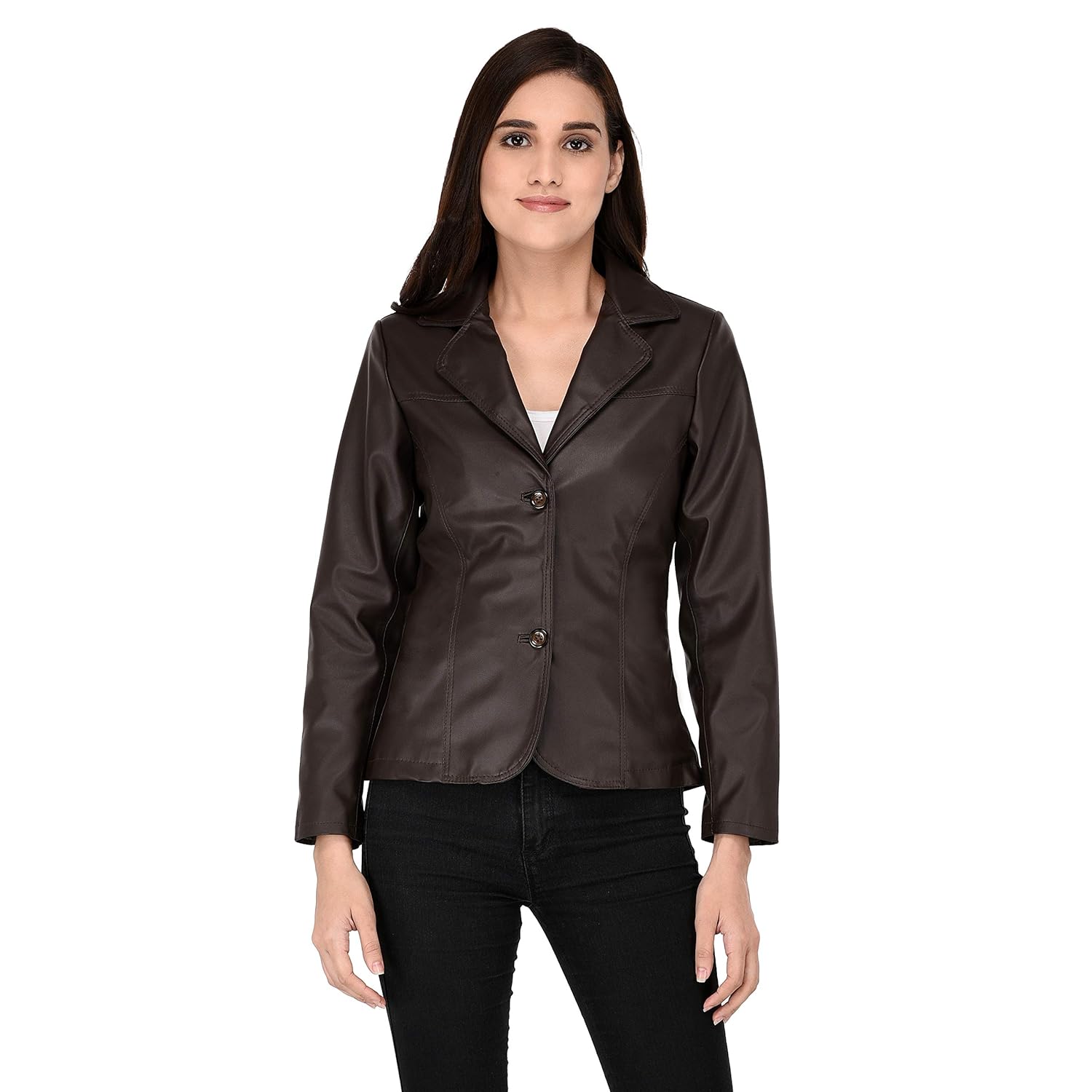 peppyhub women's chocolate brown blazer, full sleeve, western wear, sizes s-xl