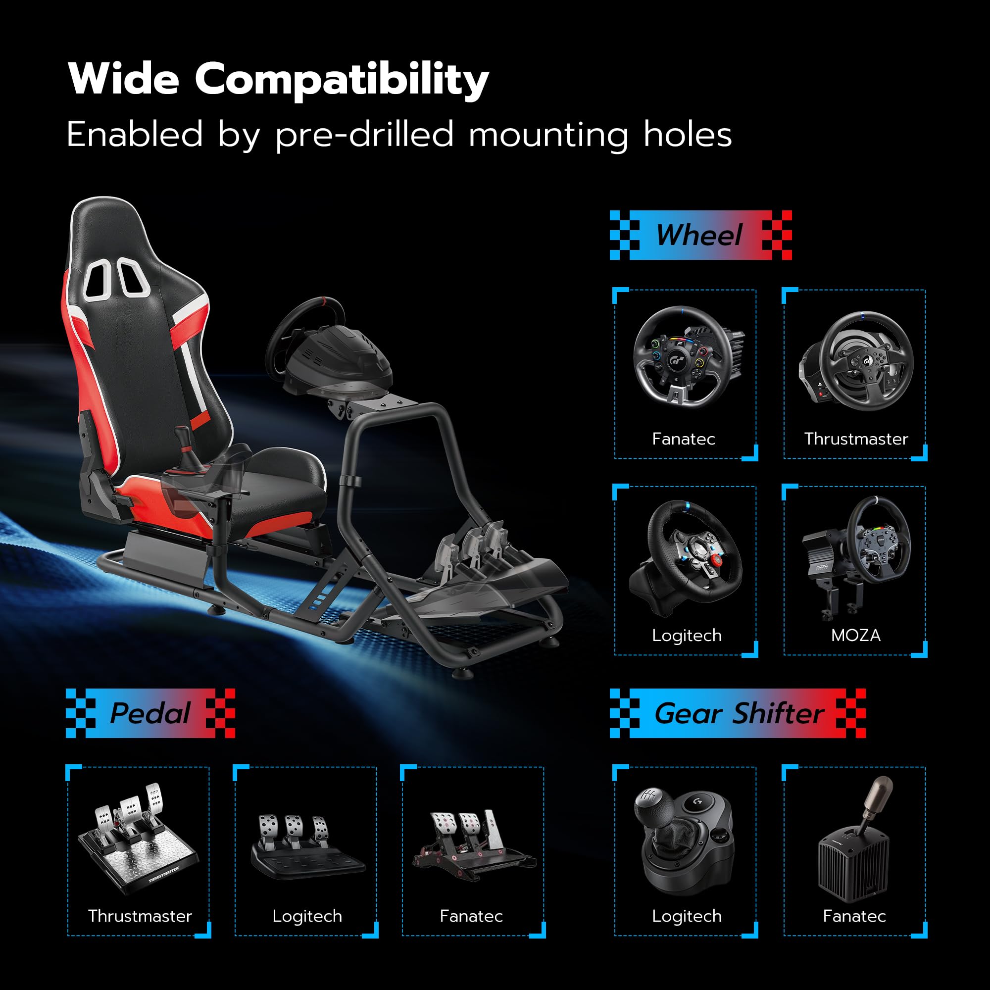 ARES WING Racing Simulator Cockpit con asiento, Fórmula y GT Sim Racing Cockpit Compatible con Fanatec, Thrustmaster, Logitech, Moza Racing Games en PS5, PS4, Xbox y PC
