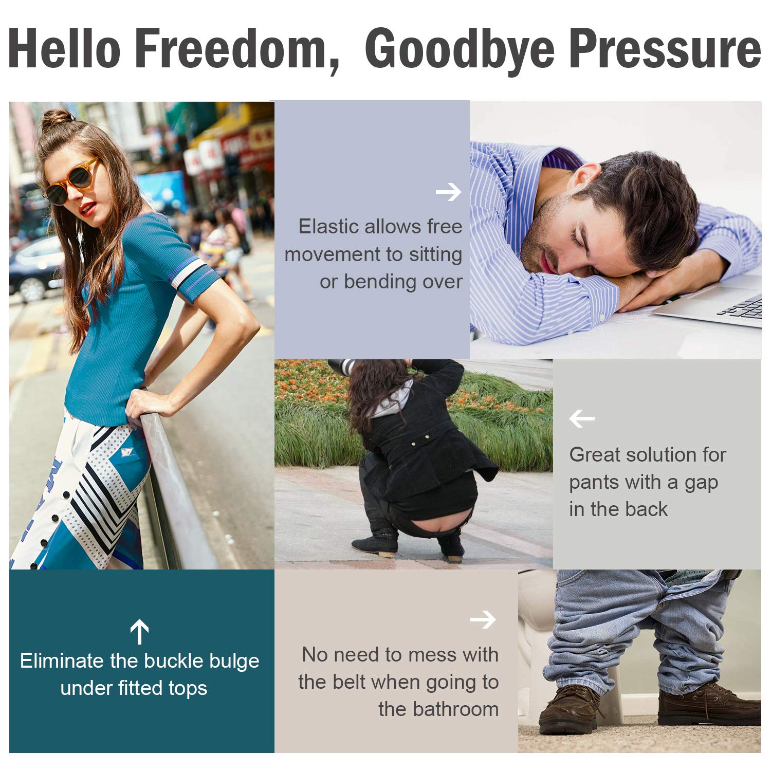 JasGood Gürtel ohne Schnalle Gürtel Elastischer Gürtel Unsichtbare Gürtel Dehnbarer Gürtel für Damen & Herren Justierbar Stretchgürtel mit Leichter Stil Gürtel Stilvoll Gürtel Neutral Für Jeans Hosen