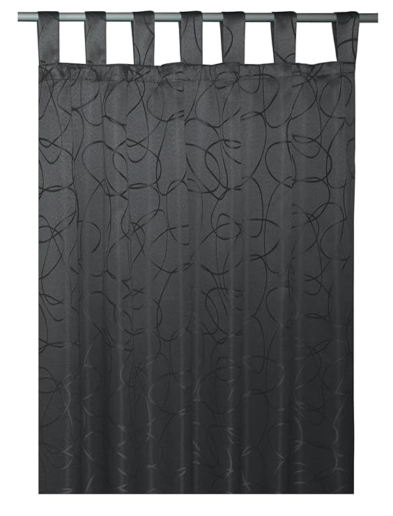 Haus und Deko Übergardine Schnörkel Muster Blickdicht Schlaufen Vorhang 140x245cm Dekoschal Gardine Grau