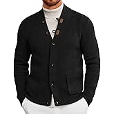 Runcati Mens Cardigan Sweater Casual V Neck Button Down Cardigan Ribbed Knitted Winter Chunky Sweaters with Pockets