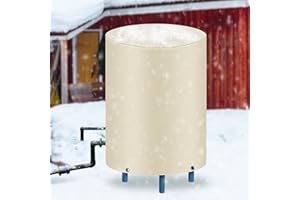 Nkiy Quen 3-Layer Round Water Pressure Tank Cover-24"Dia x 34"H Insulated Well Pump Cover-600D Well Pressure Tank Cover for Winter Protection Outdoor Yard Freeze Proof