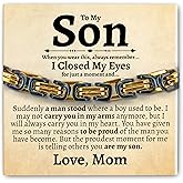 Love You This Much Sentimental Cuban Stainless Steel Bracelet - Mom to Son Gift for Birthday, Unique Present