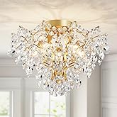 WUZUPS 5-Light Crystal Chandelier Flushmount Ceiling Light Modern Lighting Fixture for Bedroom Hallway Bar Kitchen Bathroom, 