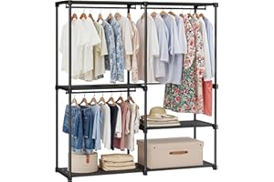 SONGMICS Portable Closet, Freestanding Closet Organizer, Clothes Rack with Shelves, Hanging Rods, Storage Organizer, for Cloa