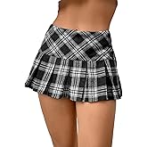 Floerns Women's Plaid Print Pleated Skirt Tartan School Uniform Mini Skirt