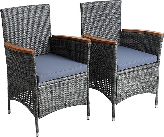 Amazon.de: ESTEXO Polyrattan Gartenstuhl 2er Set Akazie Holz Rattan