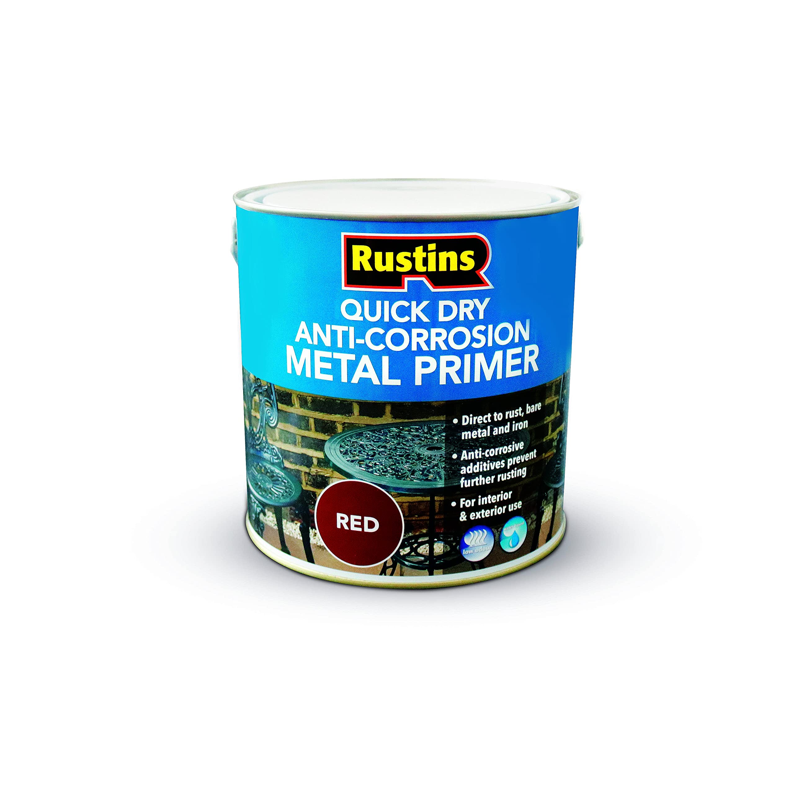 RUSTINS Quick Dry Anti-corrosion Metal Primer Red 2.5L-Fast-Drying Protective Coating for Metal – Prevents Rust & Provides Smooth, Hard-Wearing Finish