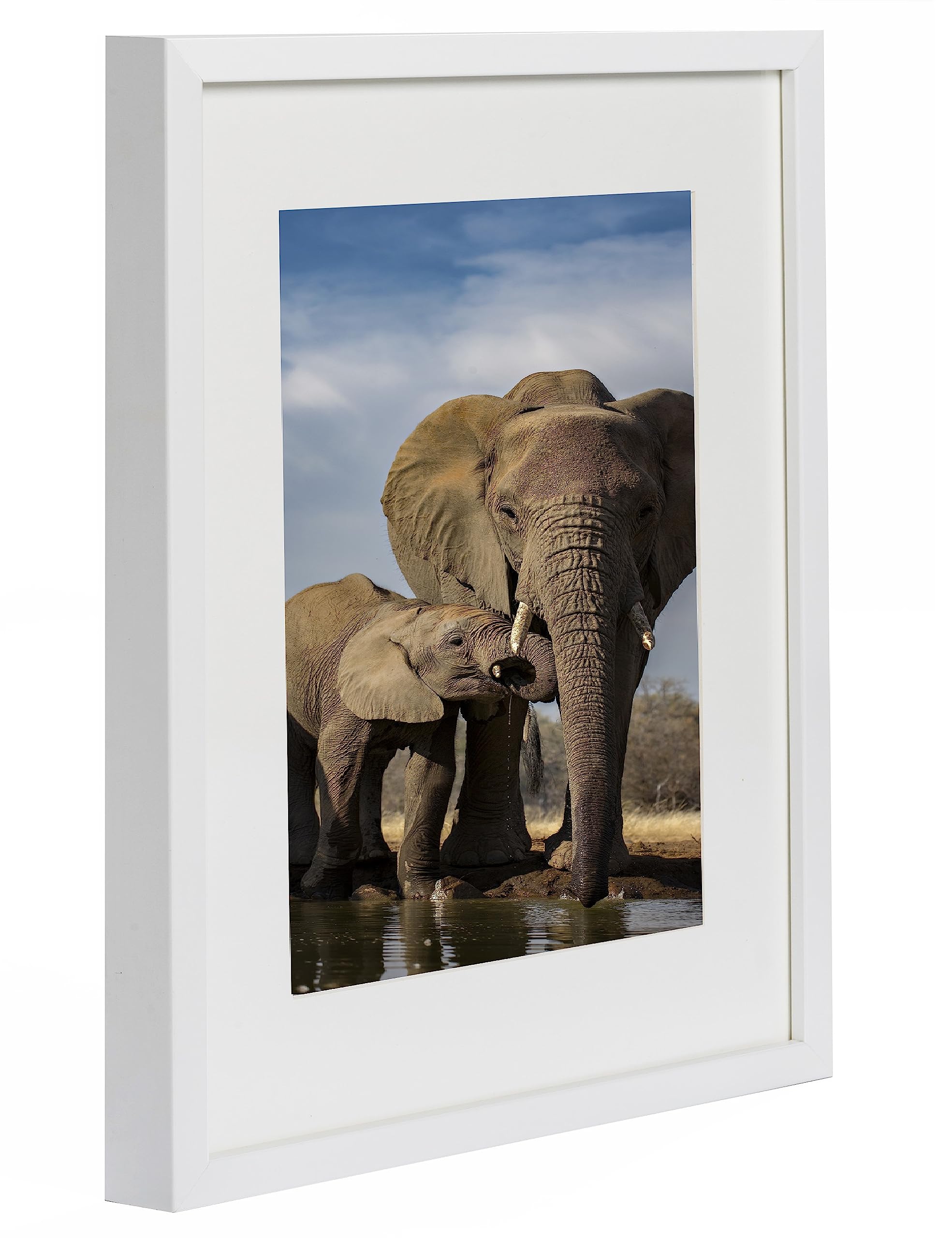 BD ART Picture Frame 12x16'' (30x40 cm) with Mat 8x12'' (21x30 cm - A4), WHITE