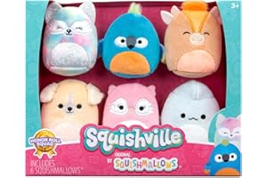 Squishville by Original Squishmallows Honor Roll Squad Plush - Six 2-Inch Squishmallows Plush Including Stevon, Tenise, Nassim, Jayden, Naya, and Bri - Toys for Kids