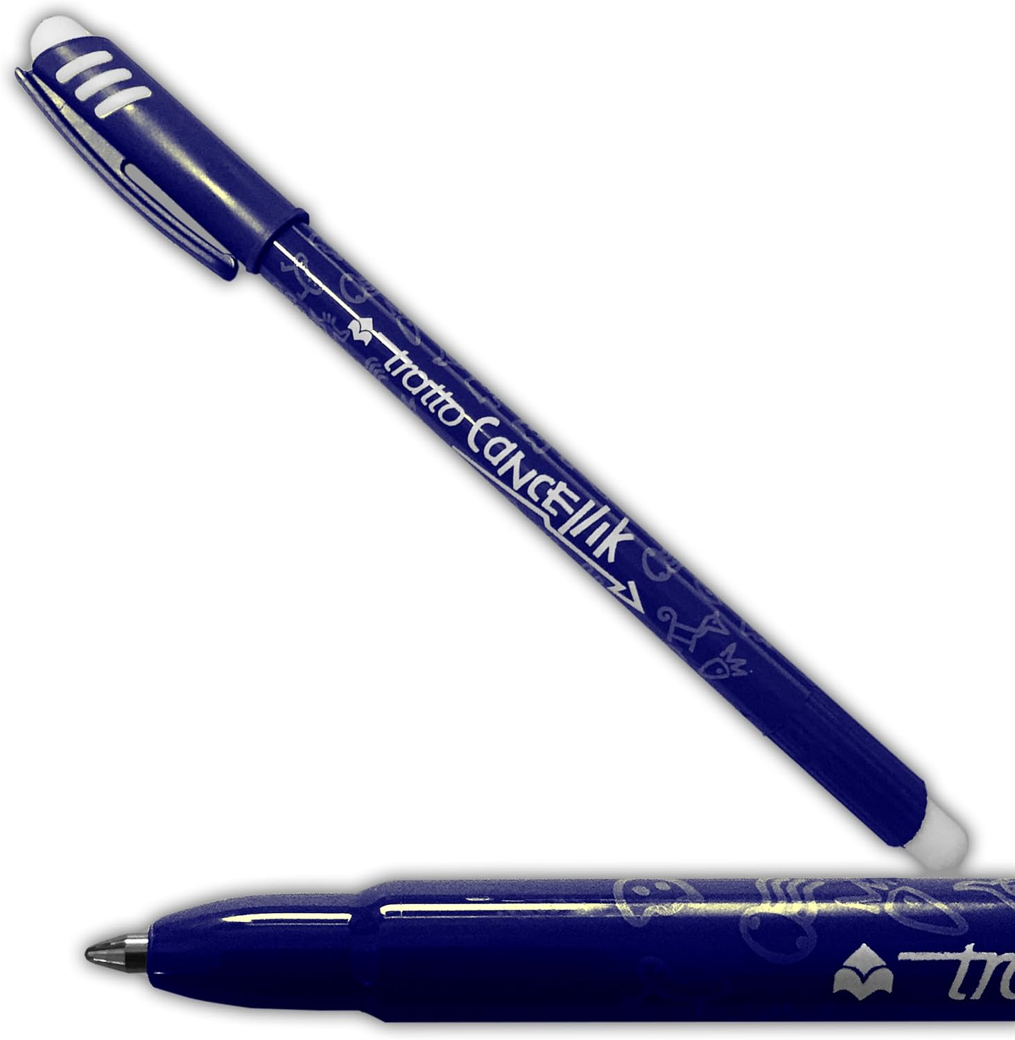 Penna Cancellabile Blu Confezione Da 10 | Gomma Incorporata, Punta 0,5 Mm, Con 20 Ricariche, Ideale Per Scuola E Ufficio