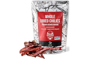 Soeos Whole Dried Chilies 4 oz, Mild Spicy Chili Peppers, Red Chili Pepper, Natural, Premium and Dry Sichuan Chile Peppers, Sichuan Pepper, Dried Peppers – Great for Mexican Recipes