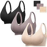Angelhood Bras for Women Lace V Neck Seamless Wireless No Underwire Supportive Pushup Bralette Comfortable T Shirt Bra