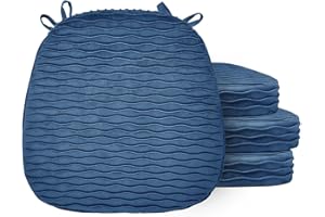 Civkor Dining Chair Cushions Set of 4, Navy Blue 2" Thick Memory Foam/Foam with Non Slip Backing, 16x16 Inch, Machine Washabl