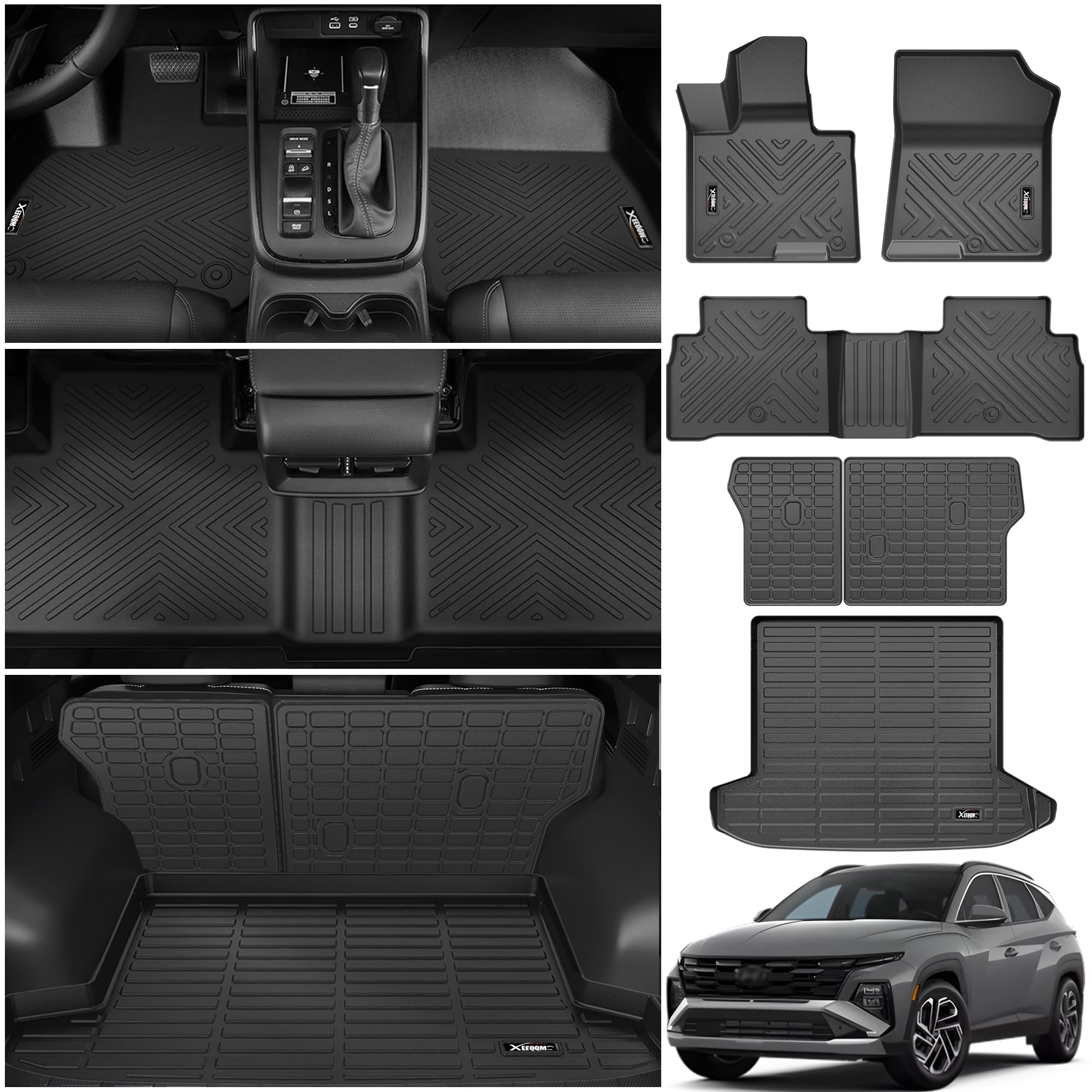 Photo 1 of Floor Mats for 2022-2025 Hyundai Tucson Trunk Mat with Backrest Mat All Weather TPE Rubber Cargo Liner Back Seat Cover for 2022 2023 2024 Hyundai Tucson Accessories