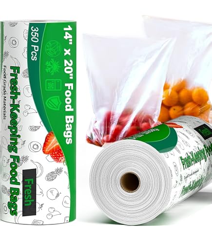4 Rolls X 350 – 12” X 20” Plastic Produce Bags – Clear, Food Storage, 0.5 Mil Thick