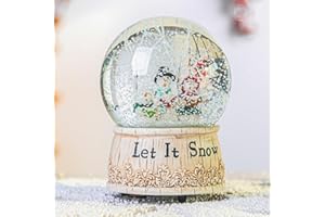DUSVALLY Snow Globe Gift for Kid & Adult Let It Snow-Scene, Crystal Musical Glitter Ball for Christmas & New Year, 100mm Glass Water Globe Wind-up Decoration for Home & Office, 5.1''H