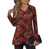 VALOLIA Womens Long Sleeve Tops Fall Winter Buttons Side Tulip Hem Lapel Pullover Sweatshirt