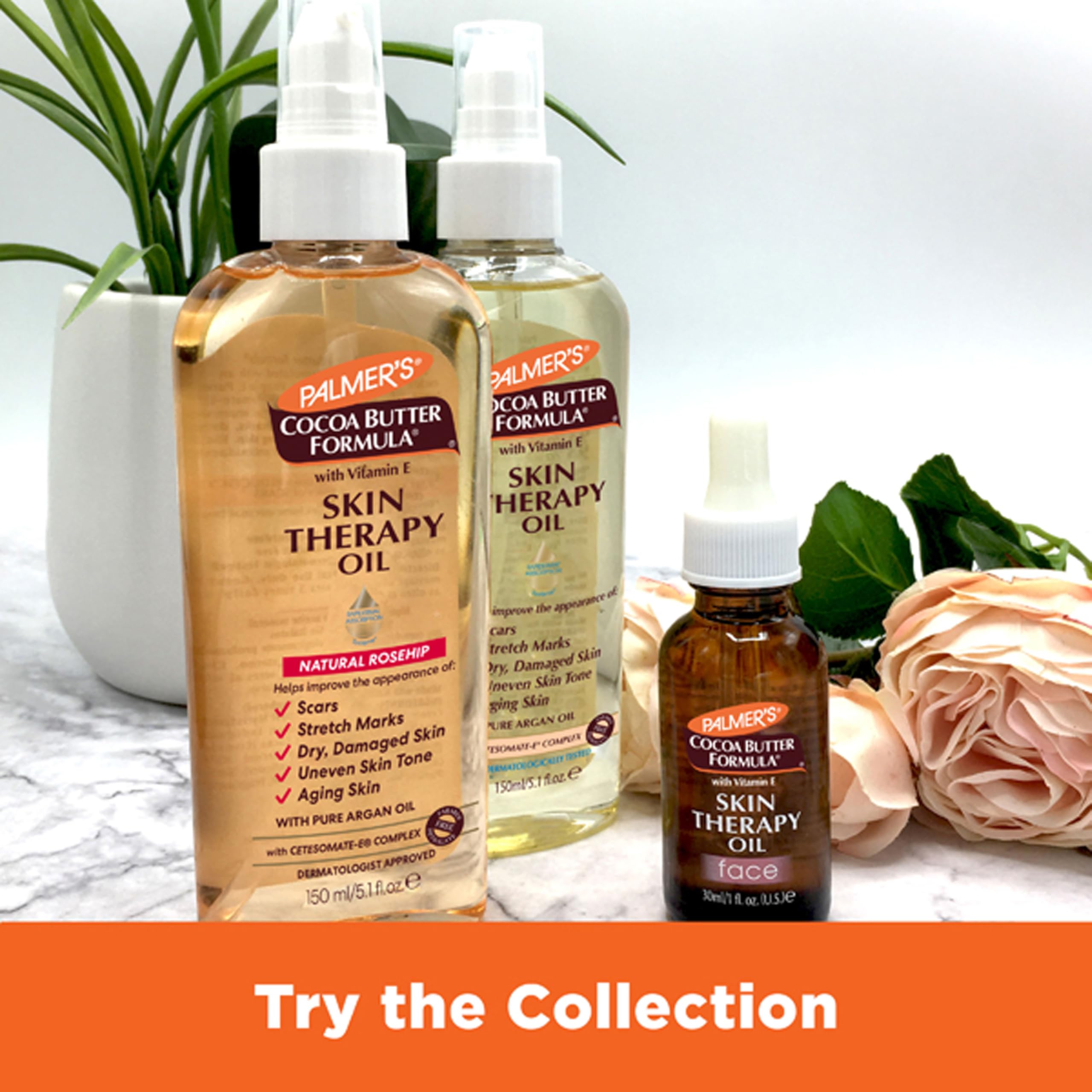 Palmer's Cocoa Butter Formula Skin Therapy Moisturizing Body Oil with Vitamin E, Rosehip Fragrance, 5.1 Ounces
