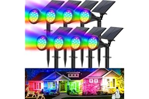 Katipeal Solar Color Changing Lights Outdoor Waterproof, 7 Modes/8 Pack Christmas Multicolor RGB Solar Spot Lights, 180° Adjustable Solar Powered Landscape Spotlights for Outside Yard/Pathway/Garden