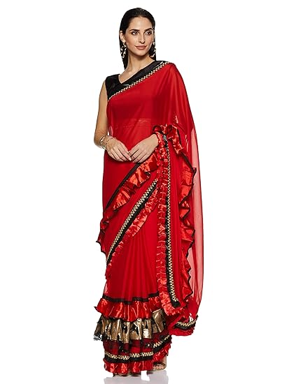 Womanista Crepe with Blouse Piece Saree