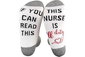 XYSOCKS If You Can Read This Nurse Is Off Duty Unisex Funky Crew Socks White Angels Gift for Holiday