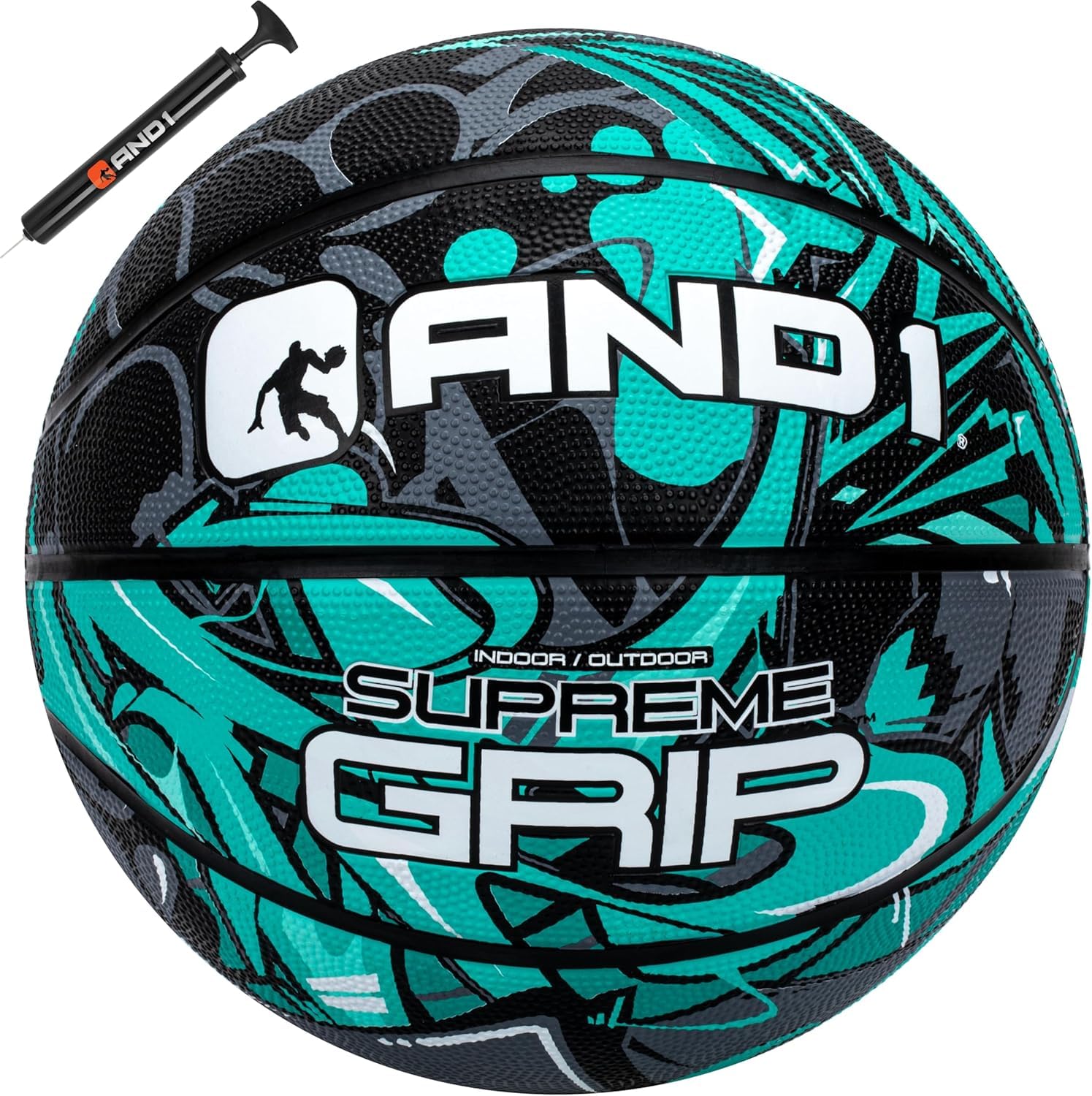 Photo 1 of AND1 Supreme Grip Rubber Basketball: Official Regulation Size 7 (29.5 inches) - Deep Channel Construction Streetball, Made for Indoor Outdoor Basketball Games