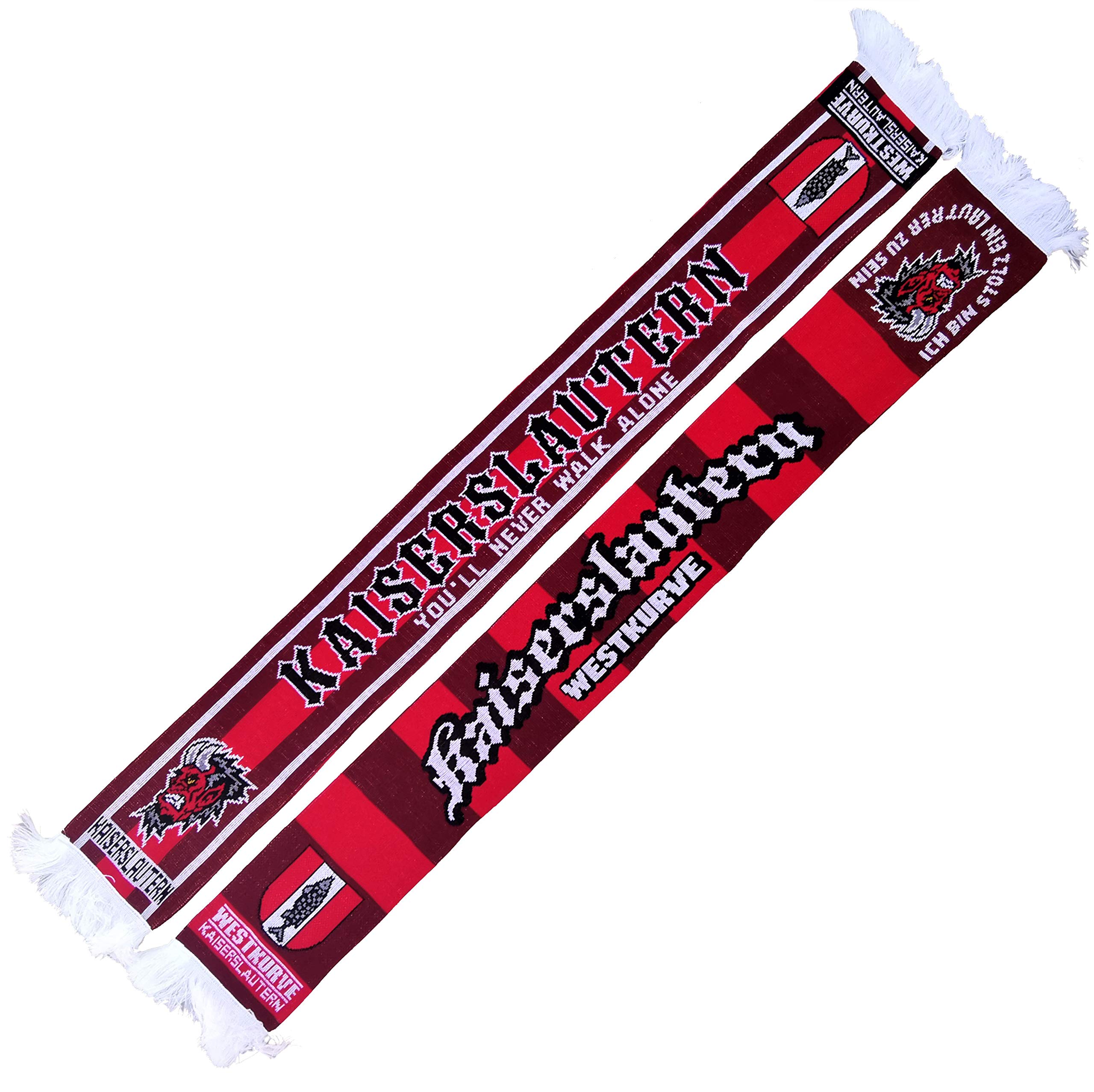 Generisch Kaiserslautern Westkurve Scarf, Red, white, black, yellow, One Size