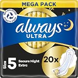 Always Ultra Secure Night Size 5 with Wings 80 Towels Mega Pack Odour