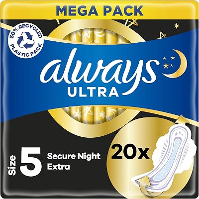Always Ultra Secure Night Size 5 with Wings 80 Towels Mega Pack Odour